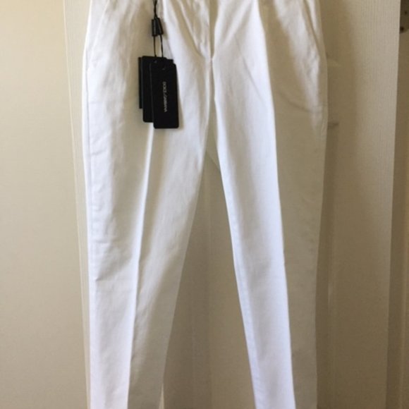 Dolce & Gabbana white crop ankle cotton pants - brand new with tags - Picture 1 of 3